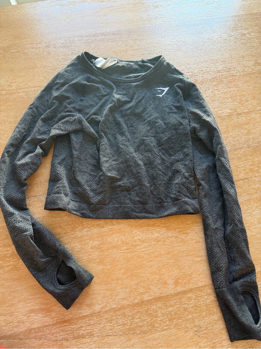 Gymshark Black Textured Long-Sleeve Crop Top